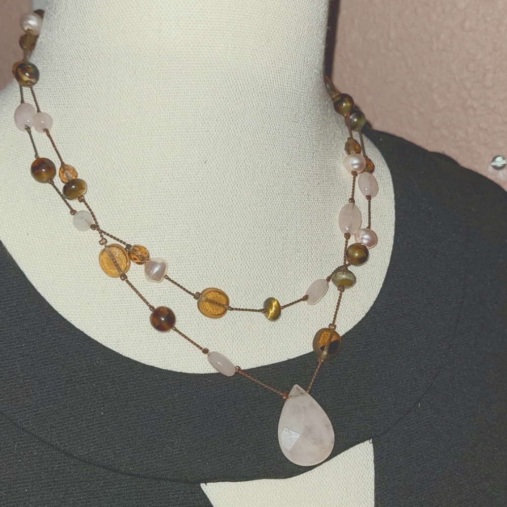 Lia Sophia stone and glass beads necklace